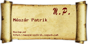 Mészár Patrik névjegykártya